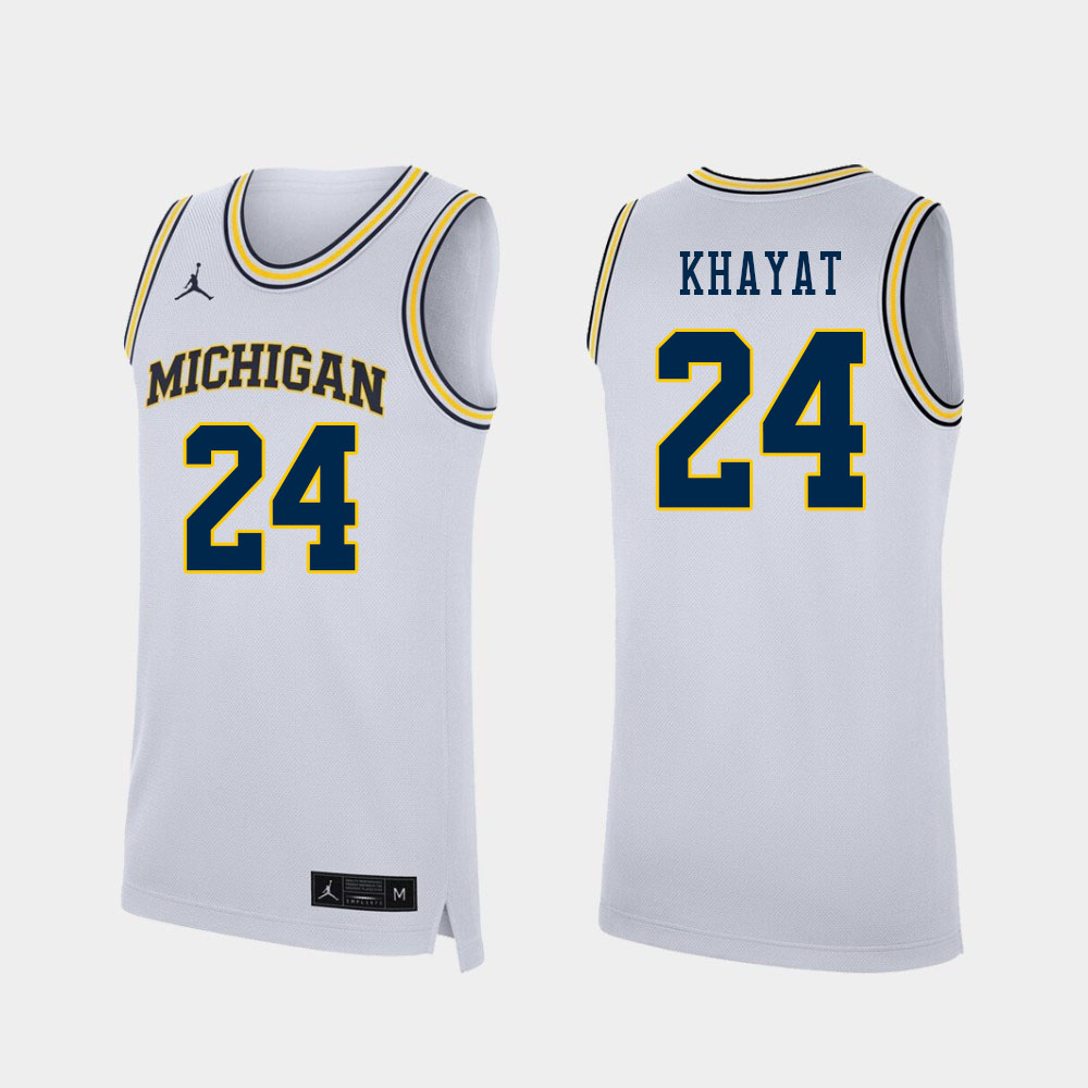 Men #24 Youssef Khayat Michigan Wolverines College Basketball Jerseys Sale-White